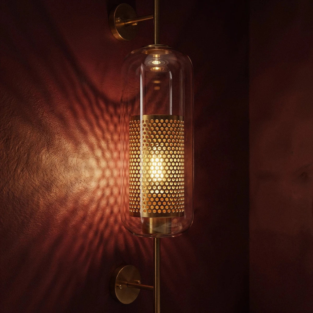 Applique Murale Tube Verre LED — Rosace Fer Forgé