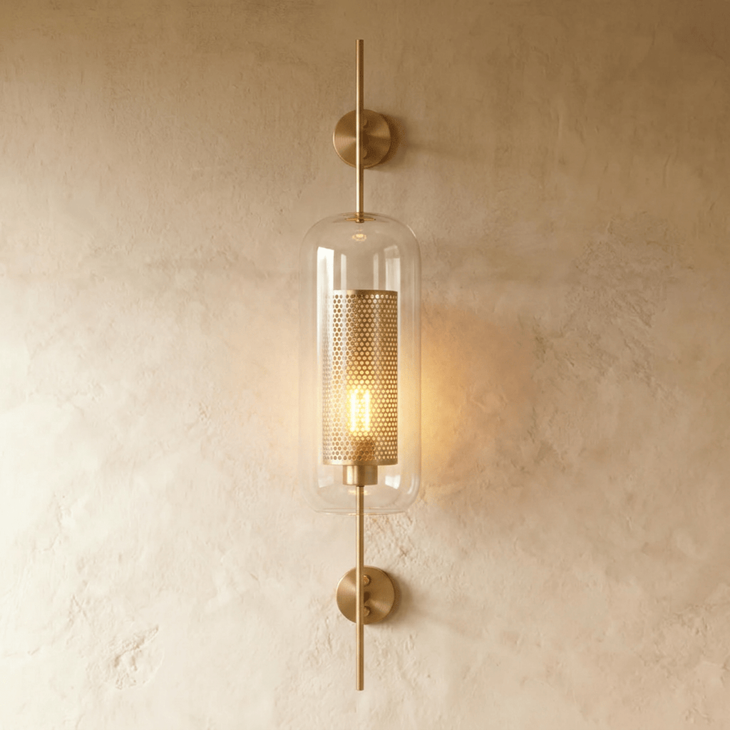 Applique Murale Tube Verre LED — Rosace Fer Forgé