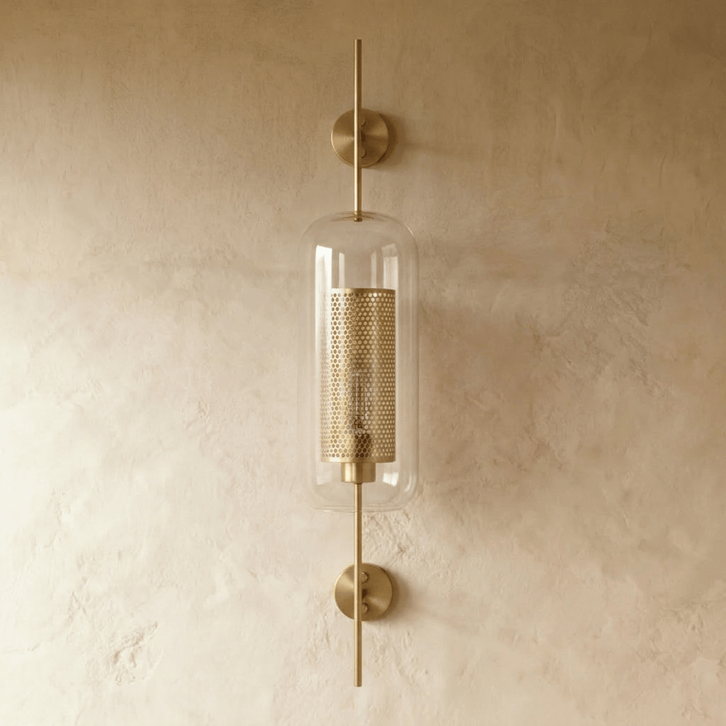 Applique Murale Tube Verre LED — Rosace Fer Forgé
