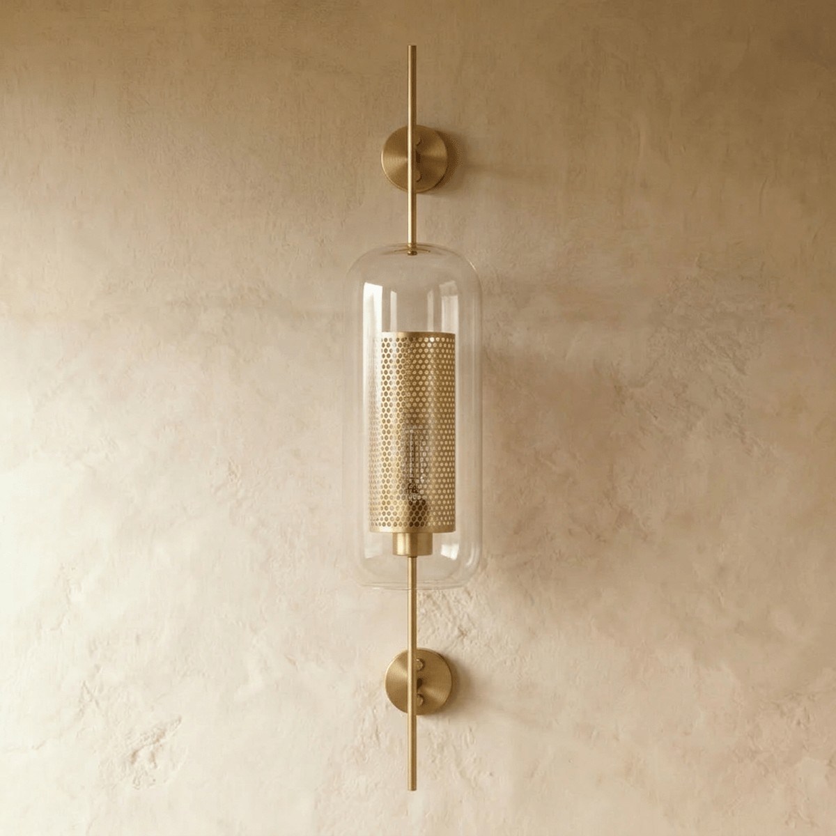 Applique Murale Tube Verre LED — Rosace Fer Forgé