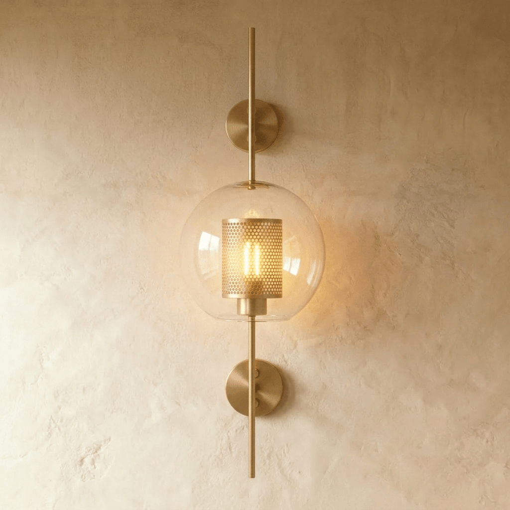 Applique Murale Tube Verre LED — Rosace Fer Forgé