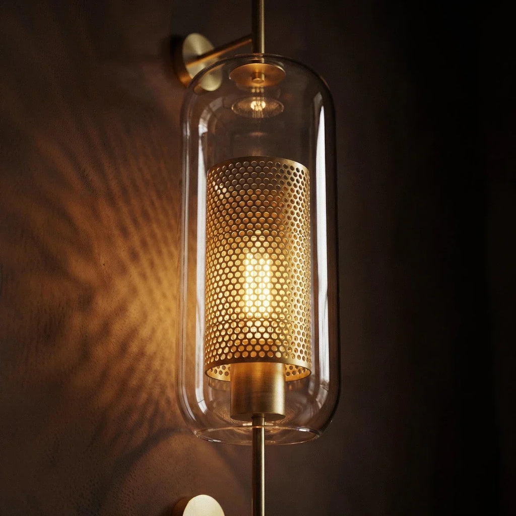 Applique Murale Tube Verre LED — Rosace Fer Forgé